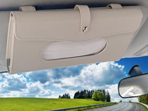 Visor Mask Holder for Car TOOVREN Car Tissue Holder Visor Mask Dispenser for Car Visor Backseat Premium Leather Mask Visor Holder for Car Wipes Case for Car Sun Visor Tissue Holder (Beige)