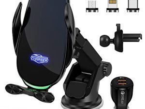 VAVOLO Wireless Car Charger 15W Qi Smart Fast Charging Auto Clamping Car Charger Phone Mount Phone Holder for iPhone 14 13 12 11 Pro Max Xs