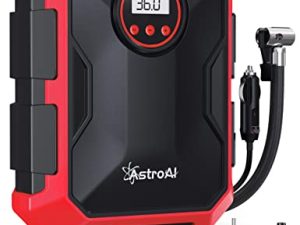 AstroAI Tire Inflator Air Compressor 12V DC Portable Air Compressor Car Accessories Auto Tire Pump 100PSI with LED Light Digital Air Pump for Car Tires Bicycles Other Inflatables Red