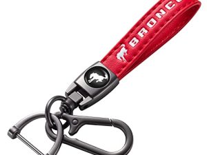 Genuine Leather Car Keychain Keyring Accessories Compatible with Ford Bronco Car Key Chain Family Present for Man and Woman