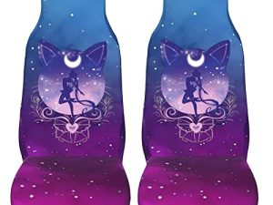 meiystyle Sailor Moon Purple Starry Sky Car Seat Cover Front Seat Cover Universal Fit for Most Cars Trucks Cars 2 Pcs