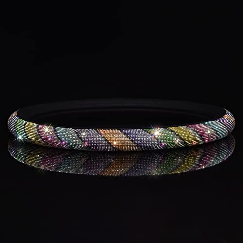 Leather Sparkle Crystal Rhinestones Steering Wheel Cover for Women Girls with Bling Bling Diamond ,Fit 15 Inch Car Wheel Protector Anti Slip Accessories (Iridescent) Leather Sparkle Crystal Rhinestones Steering Wheel Cover for Women Girls with Bling Bling Diamond ,Fit 15 Inch Car Wheel Protector Anti Slip Accessories (Iridescent)