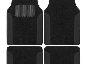 BDK MT202 Fresh Carpet Floor Mats for Car Sedan SUV Truck-Two Tone Color Design with PU Leather Trim Feature