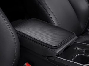 ESKONKE Basic Auto Center Console Cover Car Armrest Cover Waterproof Leather Cushion Pad Protector Universal Car Decor Accessories (Black Carbon Fiber)