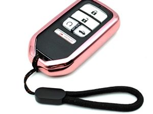 Fit for Honda Accord Civic Odyssey Passport Pilot Clarity Crosstour CRV CRZ Fit HR-V Insight Ridgeline Pink TPU Key Fob Cover Case Remote Holder Skin Protector Keyless Entry Sleeve Accessories