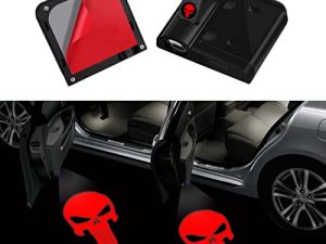 Punisher Car Door Lights Led Projector Light Car Door Welcome Lamp for All Car Models 2Pcs Punisher Car Accessories (Punisher Red)