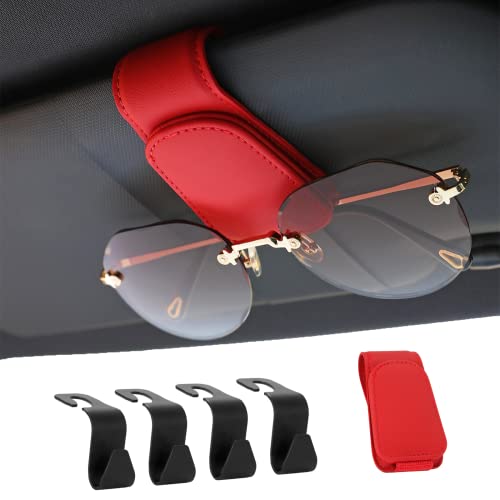 AOKJOY Sunglasses Holders for Car Sun Visor Magnetic Leather Glasses Eyeglass Hanger Clip for Car Ticket Card Clip Eyeglasses Mount Car Visor Accessories Car Seat Headrest Hook(red) AOKJOY Sunglasses Holders for Car Sun Visor Magnetic Leather Glasses Eyeglass Hanger Clip for Car Ticket Card Clip Eyeglasses Mount Car Visor Accessories Car Seat Headrest Hook(red)