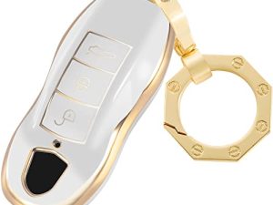 for Porsche Key Fob Cover Premium Car Key Case Shell with Fashion Keychain fit Porsche 911 Cayenne Panamera Macan