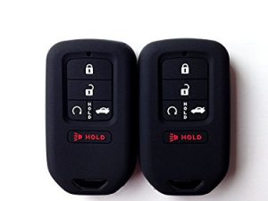 Autobase Silicone Key Fob Cover for Honda Accord Civic CR-V CRV Pilot Passport Insight EX EX-L Touring | Car Accessory | Key Protection Case - 2 Pcs (Black)