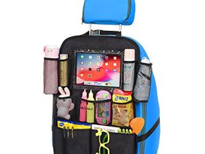 iBune Car Backseat Organizer with 10'' Clear Tablet Holder and 9 Storage Pockets