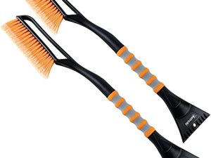 AstroAI 2 Pack 27" Snow Brush and Detachable Deluxe Ice Scraper with Ergonomic Foam Grip for Cars (Heavy Duty ABS