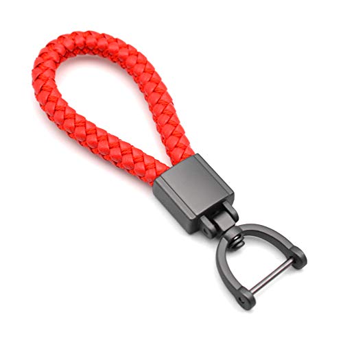 Universal Red Leather Car Fob Keychain Metal Keyring Woven Strap Braided Rope Key Chain for Men and Women - Matte Black Color Universal Red Leather Car Fob Keychain Metal Keyring Woven Strap Braided Rope Key Chain for Men and Women - Matte Black Color