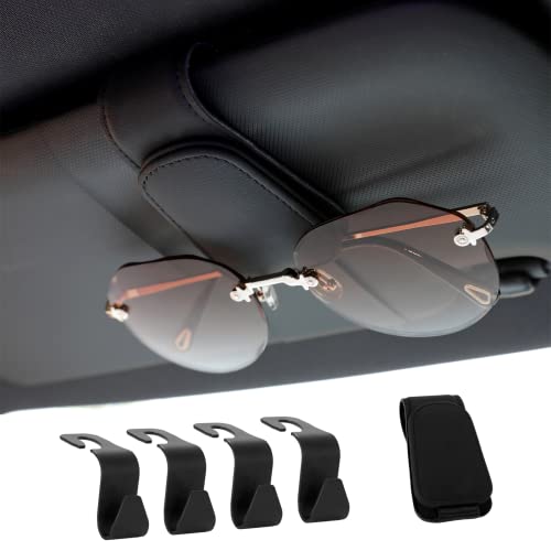 AOKJOY Sunglasses Holders for Car Sun Visor Magnetic Leather Glasses Eyeglass Hanger Clip for Car Ticket Card Clip Eyeglasses Mount Car Visor Accessories Car Seat Headrest Hook(Black) AOKJOY Sunglasses Holders for Car Sun Visor Magnetic Leather Glasses Eyeglass Hanger Clip for Car Ticket Card Clip Eyeglasses Mount Car Visor Accessories Car Seat Headrest Hook(Black)