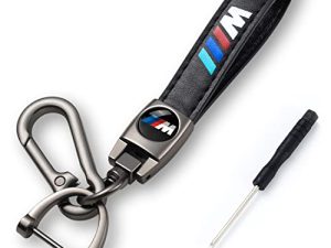 PRSLLA Car Black Genuine Leather Keychain Key Ring Lanyard Accessories Business Gift Birthday Present Suitable for BMW M X1 X3 M3 M5 X1 X5 X6 Z4 3 5 7 Series