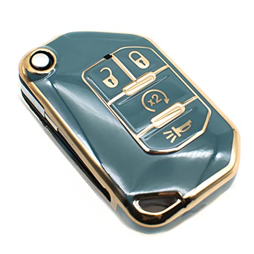 FEYOUN Key Fob Cover Compatible with Jeep Gladiator Wrangler Flip 4 Buttons TPU Remote Keyless Key Fob Case Protection Shell Accessories FEYOUN Key Fob Cover Compatible with Jeep Gladiator Wrangler Flip 4 Buttons TPU Remote Keyless Key Fob Case Protection Shell Accessories