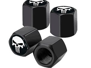 Gseigvee 4 Pack Skull Car Wheel Tire Valve Stem Caps Airtight Dust Proof Covers Universal Tire Air Valve Caps for Cars