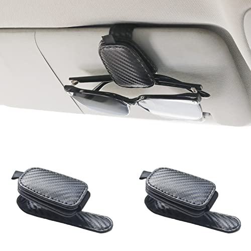 Yuoyar 2 Packs Sunglasses Holders for Car Visor - Magnetic Leather Sunglasses Holder and Ticket Card Clip - Car Visor Accessories (Carbon-Black) Yuoyar 2 Packs Sunglasses Holders for Car Visor - Magnetic Leather Sunglasses Holder and Ticket Card Clip - Car Visor Accessories (Carbon-Black)