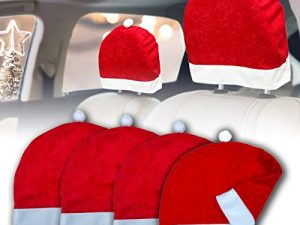 Big Ant 4 Pack Santa Hat Car Headrest Covers Cute Christmas Decorations for Car