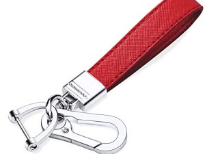 QBUC Genuine Leather Car Keychain
