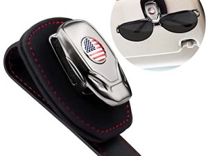 RQUTI Metal Leather Sunglass Holder for Car