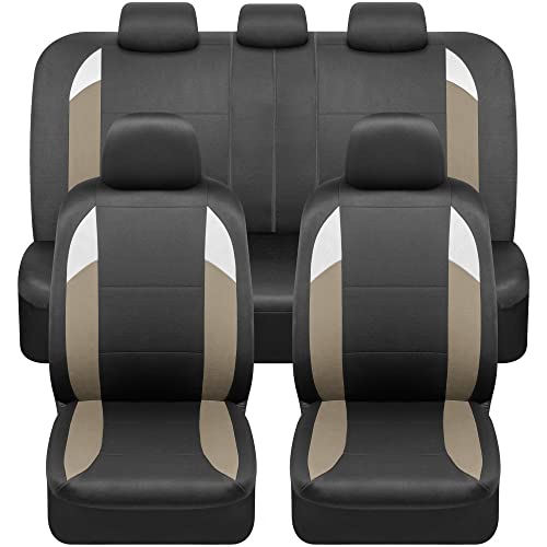 carXS Monaco Tan Beige Seat Covers for Cars Full Set carXS Monaco Tan Beige Seat Covers for Cars Full Set