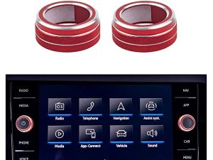 LECART for VW Volkswagen Accessories Jetta Passat Golf Beetle Polo Volume VOL Tune Knob Covers Red Car Interior Decoration Trims Metal Decal Stickers