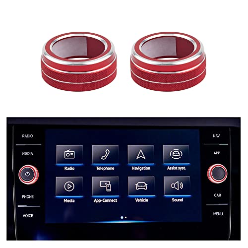 LECART for VW Volkswagen Accessories Jetta Passat Golf Beetle Polo Volume VOL Tune Knob Covers Red Car Interior Decoration Trims Metal Decal Stickers LECART for VW Volkswagen Accessories Jetta Passat Golf Beetle Polo Volume VOL Tune Knob Covers Red Car Interior Decoration Trims Metal Decal Stickers