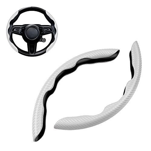 Cartist Carbon Fiber Steering Wheel Cover for Women Men Sporty Wheel Protector Anti Skid Soft Leather Universal for 14 15 16 inch Car Steering Wheel(White) Cartist Carbon Fiber Steering Wheel Cover for Women Men Sporty Wheel Protector Anti Skid Soft Leather Universal for 14 15 16 inch Car Steering Wheel(White)