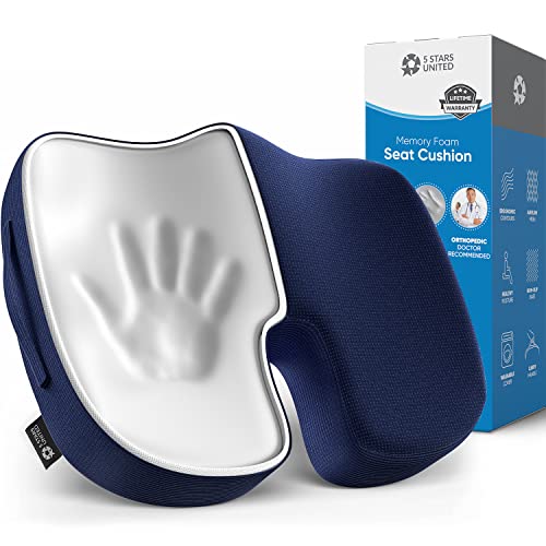 Seat Cushion Pillow for Office Chair - Memory Foam Firm Coccyx Pad - Tailbone Seat Cushion Pillow for Office Chair - Memory Foam Firm Coccyx Pad - Tailbone