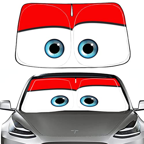 Gven 2022 Windshield Sunshade for Tesla Model 3/ Y Silver&Cartoon Eyes 2 Way Use Custom Fit for Model 3 Model Y Sun Shade Sun Protector Accessories (Red) Gven 2022 Windshield Sunshade for Tesla Model 3/ Y Silver&Cartoon Eyes 2 Way Use Custom Fit for Model 3 Model Y Sun Shade Sun Protector Accessories (Red)