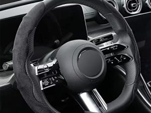 Vacallity 2 Pcs Suede Fur Steering Wheel Cover
