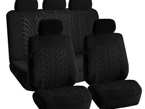 TLH Car Seat Covers Travel Master Automotive Car Seat Covers Full Set Black Seat Covers Airbag Compatible and Split Rear Car Seat Cover Universal Fit Interior Accessories for Cars Trucks and SUV