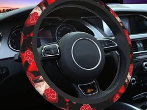 Bikyu 3D Print Red Abstract Cloud Steering Wheel Cover Universal 15 in Car Accessories for Men Women