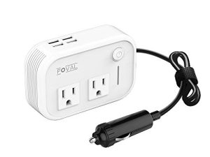 FOVAL 200W Car Power Inverter DC 12V to 110V AC Converter with 4 USB Ports Charger (White)