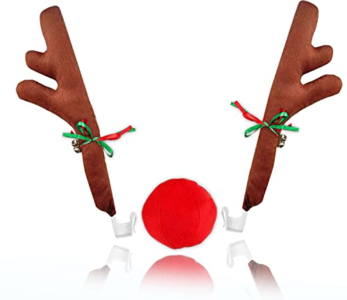 Zone Tech Christmas Car Reindeer Antlers and Nose Set - Premium Quality Window Roof-Top and Grille Rudolph Car Accessory Jingle Bell Antlers and Nose Car Costume Decoration Set for Holiday Zone Tech Christmas Car Reindeer Antlers and Nose Set - Premium Quality Window Roof-Top and Grille Rudolph Car Accessory Jingle Bell Antlers and Nose Car Costume Decoration Set for Holiday