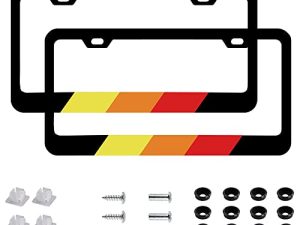 Beiyashopp Tri-Color 3 Color Stainless Steel License Plate Frames Decoration Accessories Car Truck Label Fit for Tacoma 4Runner Tundra Sequoia Rav4 Highlander (/ Yellow /Orange / Red)