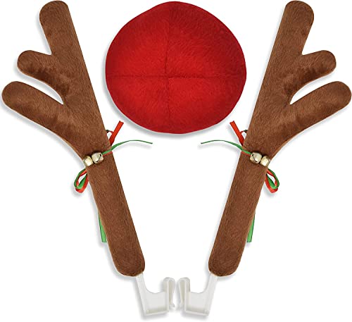 EcoNour Car Reindeer Antlers & Nose for Christmas | Car Decoration Kit with Reindeer Antler EcoNour Car Reindeer Antlers & Nose for Christmas | Car Decoration Kit with Reindeer Antler