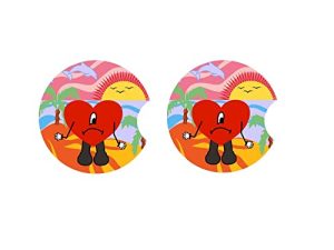 2pcs Cute Car Coasters Bunny Heart Design Cup Holder Coaster 2.75 inch Anti-Slip Vehicle Car Accessories for Women Men Coasters car Insert Decor