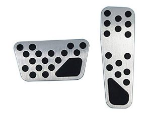 Hecotrax Aluminum Alloy Pedal Cover for Dodge Challenger Charger Chrysler 300 300C No Drilling Aluminum Brake and Accelerator Pedal Covers (Silver)