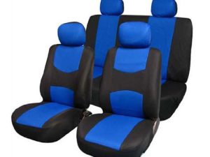FH Group Car Seat Covers Full Set Blue Cloth - Universal Fit Automotive Seat Covers