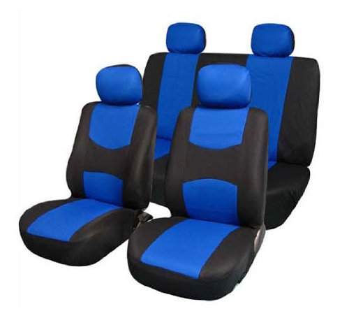 FH Group Car Seat Covers Full Set Blue Cloth - Universal Fit Automotive Seat Covers FH Group Car Seat Covers Full Set Blue Cloth - Universal Fit Automotive Seat Covers