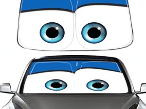 Gven Car Sunshade for Tesla Model 3/Y Windshield Sun Shade Funny Cartoon Eyes Sun Protector 2 Way Use