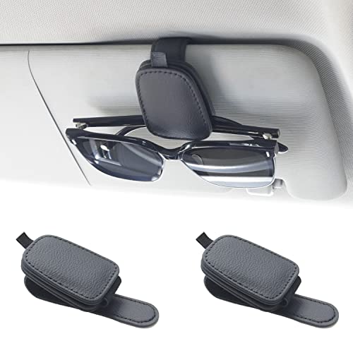 Yuoyar 2 Packs Sunglasses Holders for Car Visor - Magnetic Leather Sunglasses Holder and Ticket Card Clip - Car Visor Accessories (Black) Yuoyar 2 Packs Sunglasses Holders for Car Visor - Magnetic Leather Sunglasses Holder and Ticket Card Clip - Car Visor Accessories (Black)