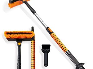 JTeena 42” Extendable Car Snow Brush with Squeegee and Ice Scraper