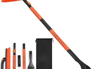 EcoNour 53″ 3 in 1 Extendable Snow Brush and Ice Scraper for Car Windshield | 360°Snow Brush for Car with Pivoting Head