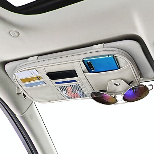 Da by Car Sun Visor Organier Truck SUV Sun Visor Storage Pocket PU Leather Pouch Holder with Multi-Pocket Double Zipper Net Pocket Da by Car Sun Visor Organier Truck SUV Sun Visor Storage Pocket PU Leather Pouch Holder with Multi-Pocket Double Zipper Net Pocket