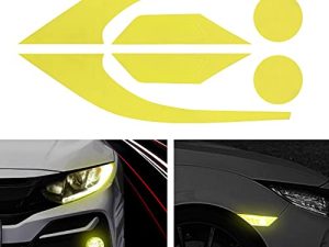 TOMALL 3 Pair Vinyl Smoke Tint Fog Light Headlight Side Marker Light Film for Honda Civic 2016-2021 Fender Turn Signal Light Stickers Self Adhesive Decals Car Vinyl Smoke Stickers Decoration (Yellow)