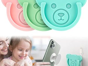 TOPGO Socket Car Mount for Phone Holder Cute Bear Style Silicone Grip Stand with Phone line Clasp for Collapsible Socket User Used on Dashboard