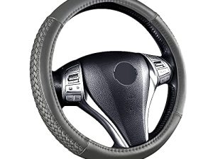 Flying Banner car Steering Wheel Cover Faux Leather Massage Universal fit 3D Faux Leather Woven Anti-Slip Sporty 15 Inches