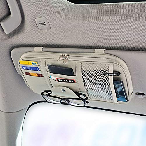 Da by Car Sun Visor Organizer Auto Car Visor Pocket and Interior Accessories Car Truck Visor Storage Pouch Holder with Multi-Pocket Net Zippers (Gray) Da by Car Sun Visor Organizer Auto Car Visor Pocket and Interior Accessories Car Truck Visor Storage Pouch Holder with Multi-Pocket Net Zippers (Gray)